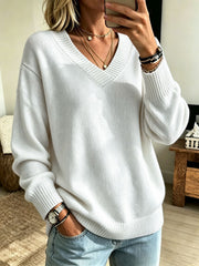 Everyday Casual Springautumn V-neck Sweater