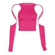 Women's Long Sleeve Hollow-Out Crop Top
