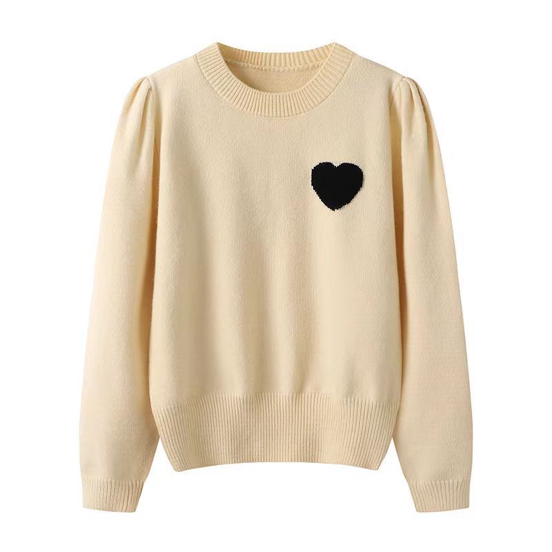 Korean Sweet Heart Embroidered Knit Sweater