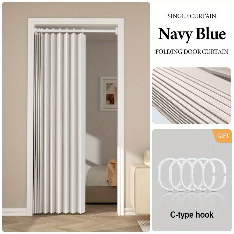 [Modern Accordion Door Curtain] 1pc Modern Minimalist Accordion Door Curtain | Foldable Windproof Partition with Hooks & Storage Straps, Polyester Decor for Living Room, Bedroom, Kitchen - Multiple…