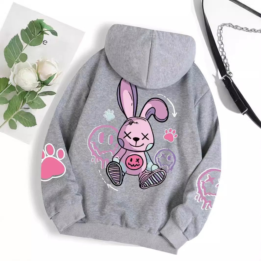 Casual Drop-Shoulder Printed Hoodie for Women