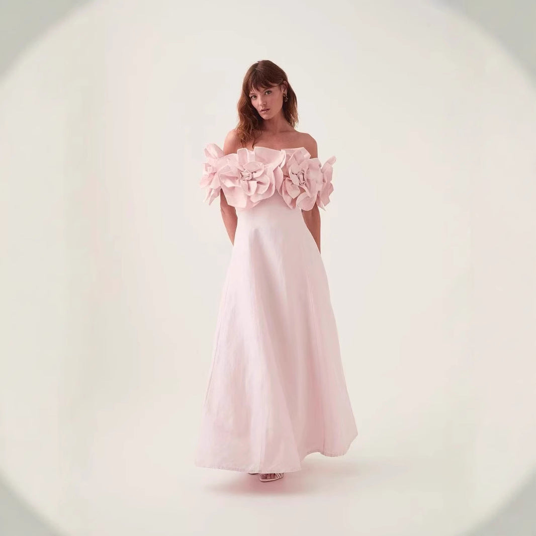 Three-dimensional Floral Slim-fit Long Dress for Women
