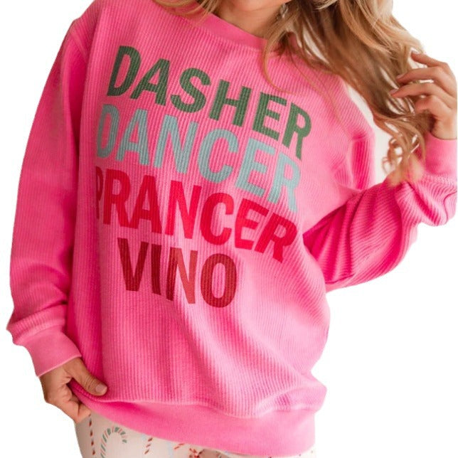 Women's Christmas Cartoon Print Sweater Round Neck T-shirt