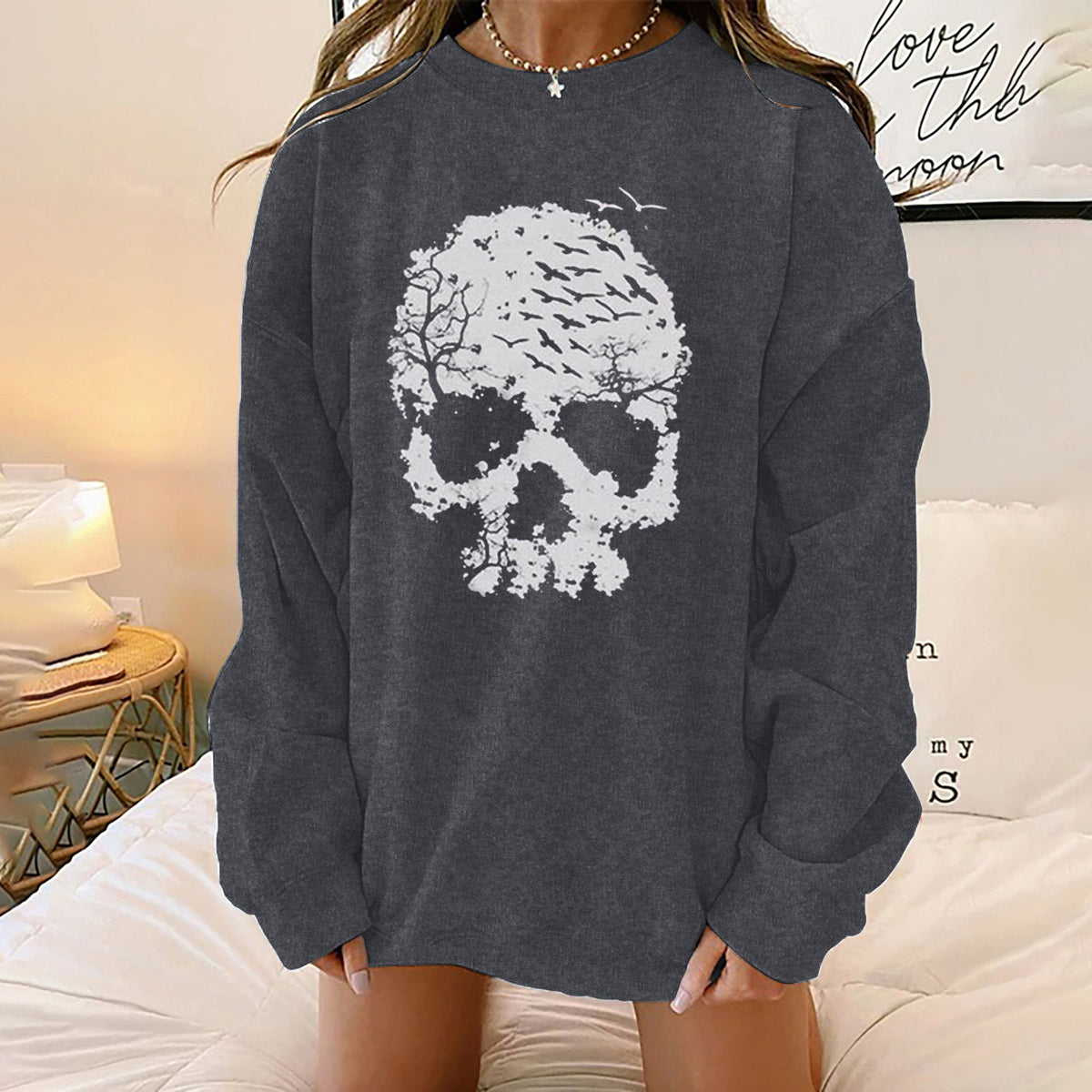 Halloween Graphic Loose Fit Crewneck Sweatshirt