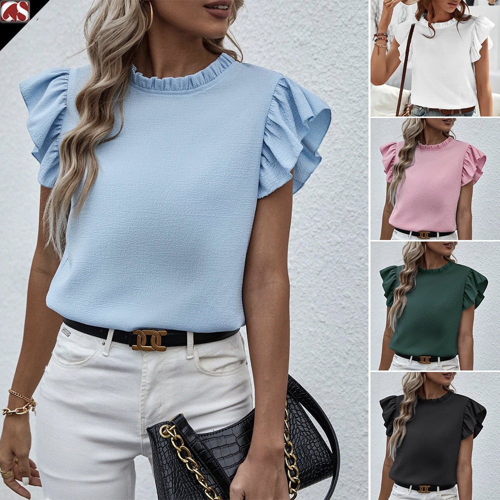 European And American New Casual Ruffled Shirt