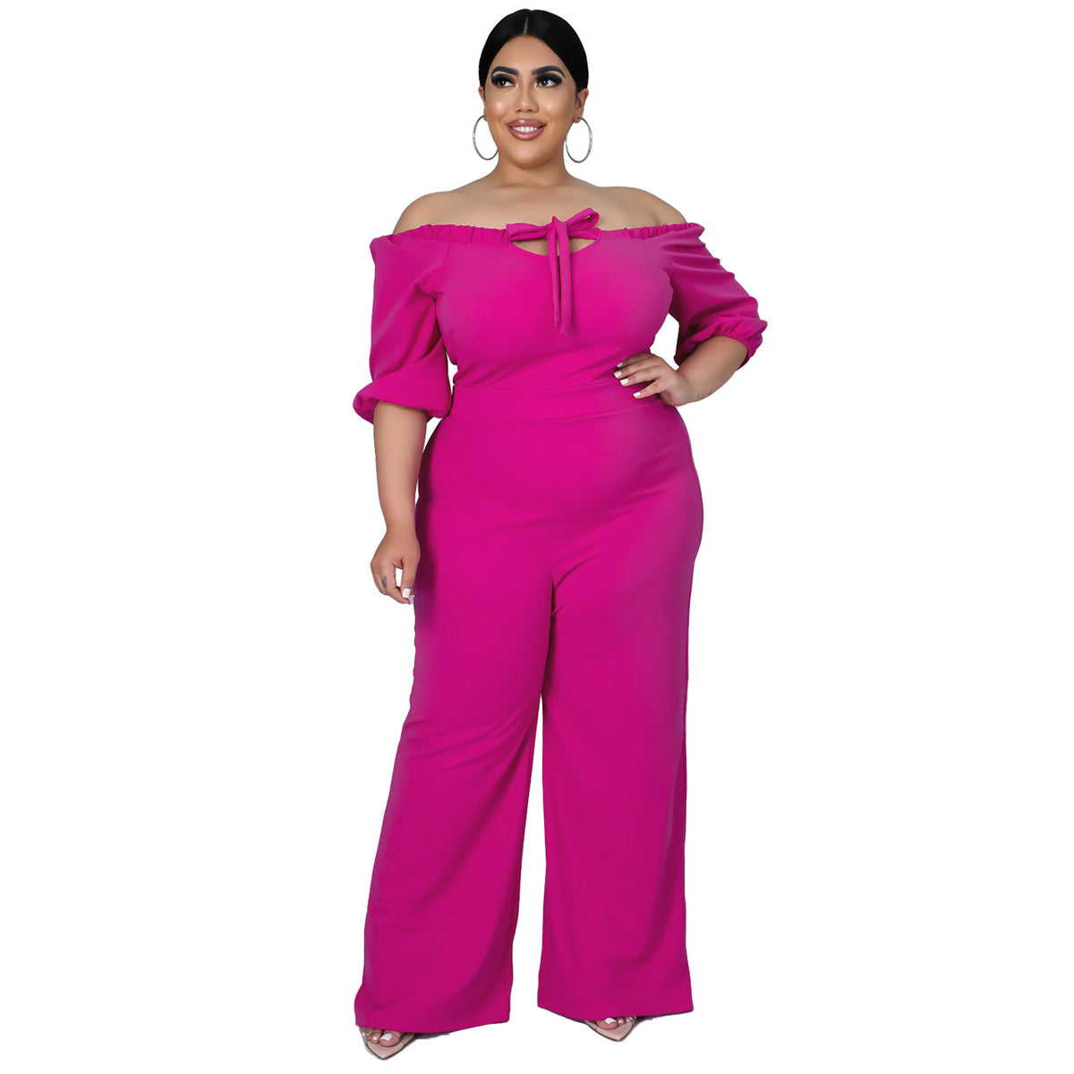 Women's Plus-Size Off-the-Shoulder Tube Jumpsuit