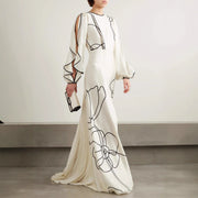 Womens Slit-sleeve Figure-hugging Waist-cinching Dress