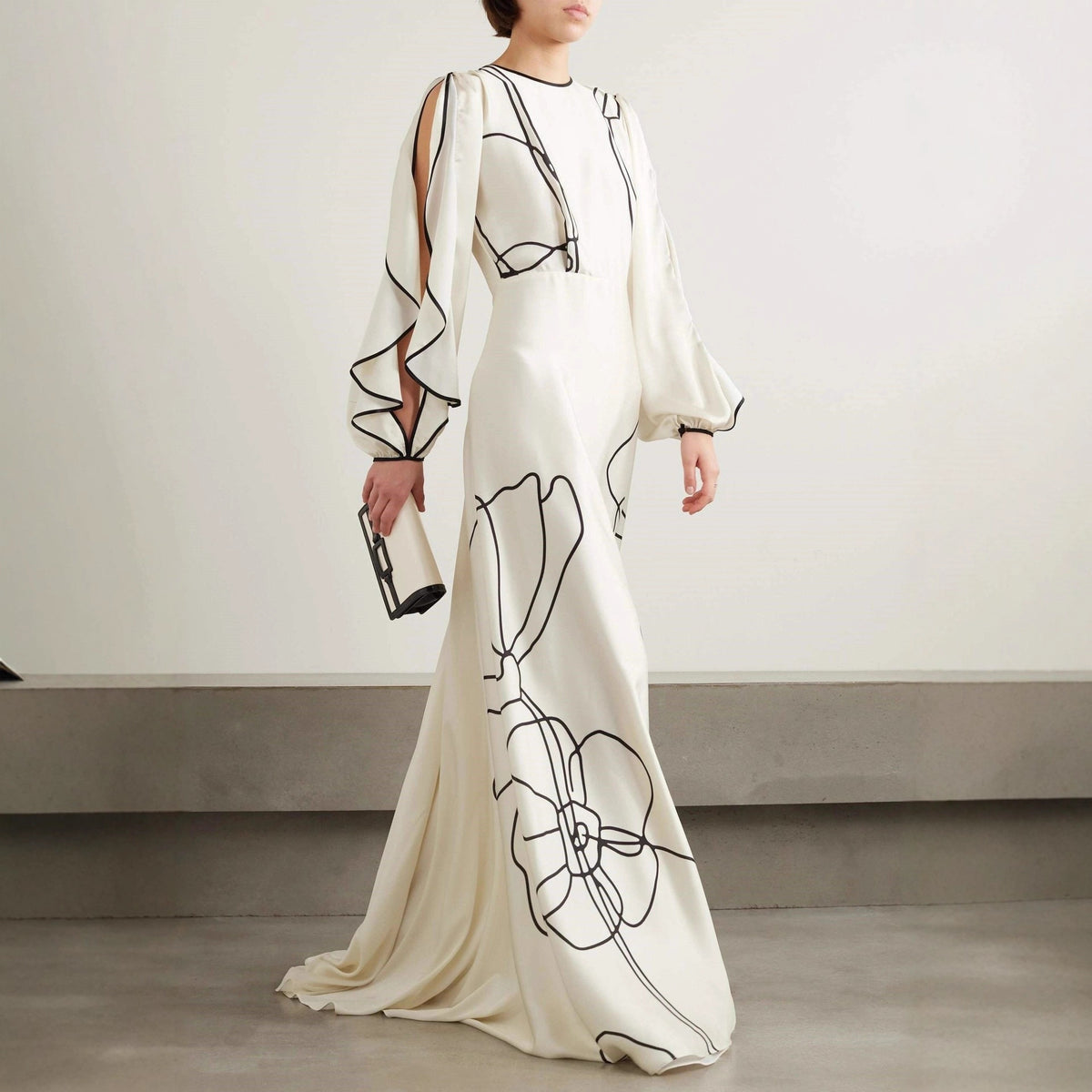 Womens Slit-sleeve Figure-hugging Waist-cinching Dress