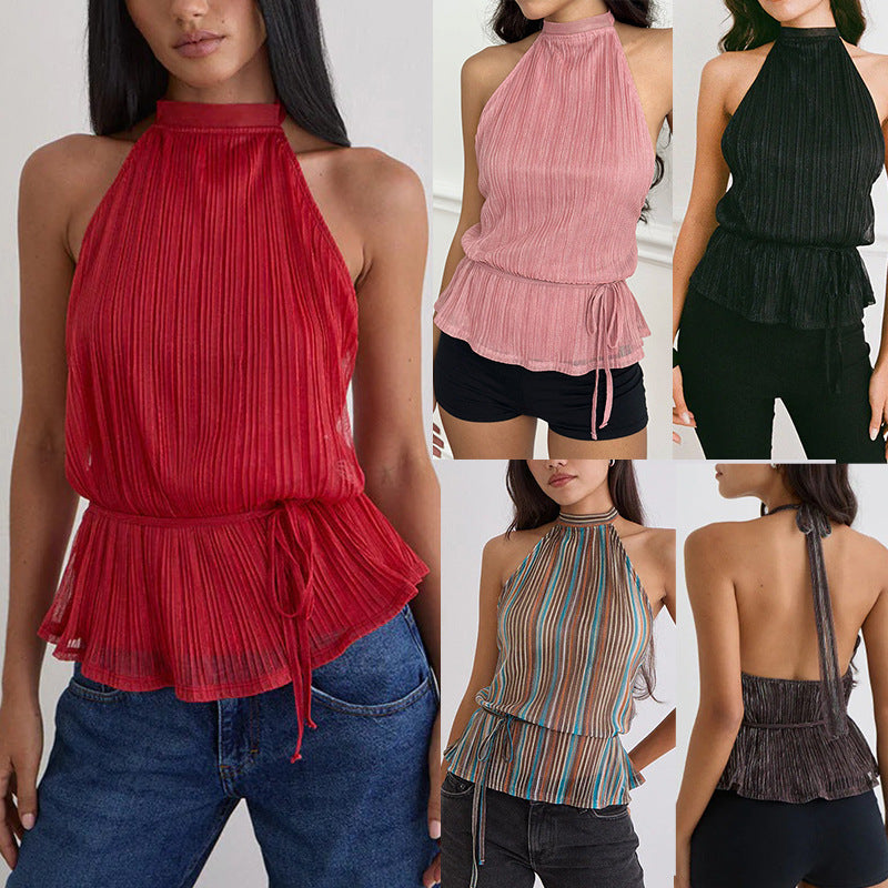 Backless Strappy Halter Tank Top – Flirty & Flattering Streetwear