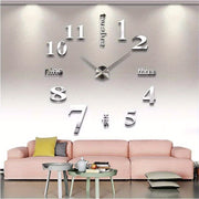 Large 3D DIY Wall Clock Framel Mirror Surface Big Wall Clock Home Decoration for Living Room Bedroom Home Office Room Hotel Coffee Hall Bar Wall Decoration