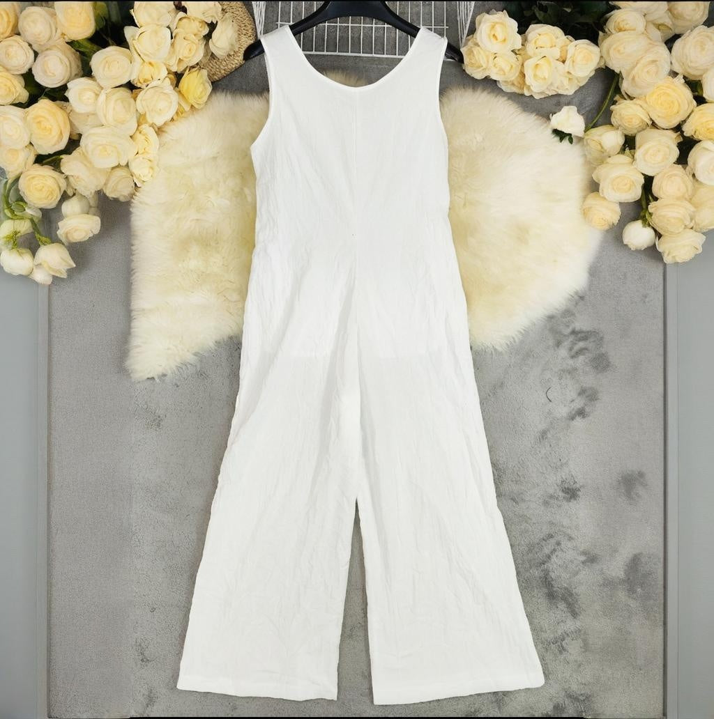 Casual Cotton Linen Sleeveless Loose Jumpsuit