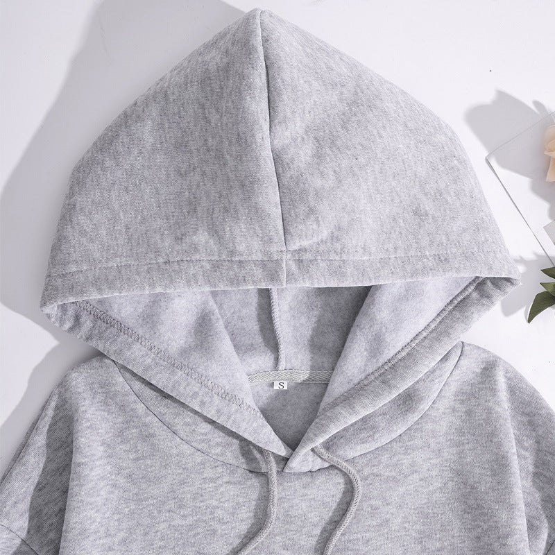Cozy Fleece Letter Print Casual Hoodie for Women