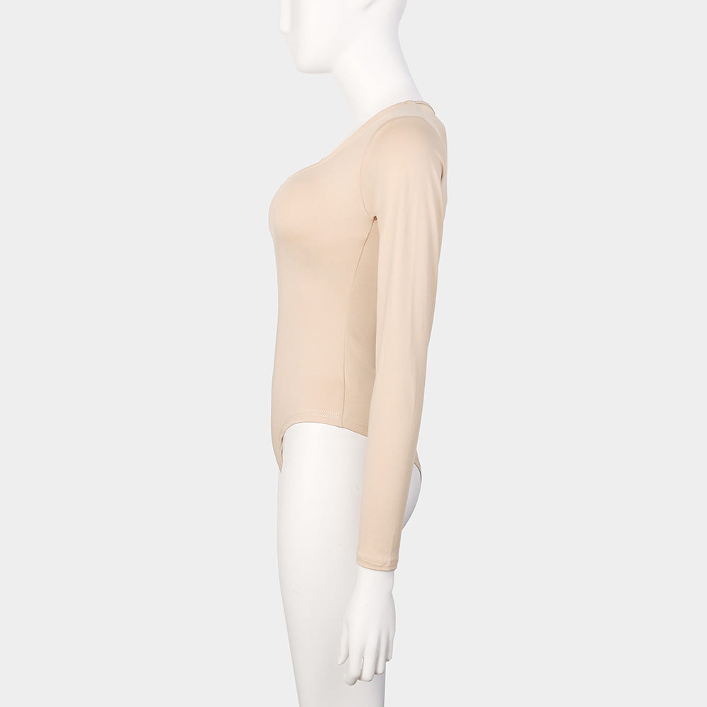 Women's Slim Fit U-Collar Polyester Jumpsuit