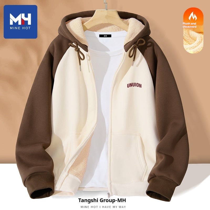 Cozy Fleece-Lined Colorblock Casual Women's Cardigan