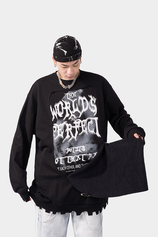 Hip Hop Oversized Letter Print Sweatshirt