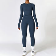 Brushed Quick-Dry Long Sleeve Yoga Suit & Fitness Tracksuit