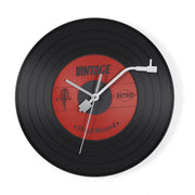 12 Inch Musical Black Vinyl Record Wall Clock, Battery Powered, Music Room Art Deco Wall Clock