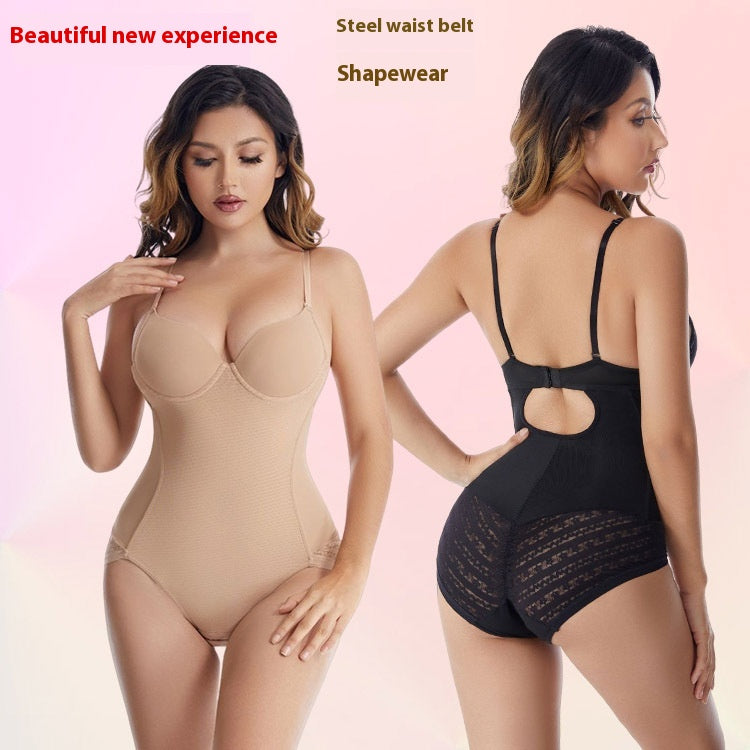 Seamless Lace Sling Jumpsuit with Built-in Bra