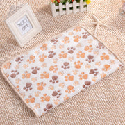 Soft Warm Heated Dog Bed & Cushion - Plush Rectangular Pet Bed With Paw Print Design, Cozy White & Brown Puppy Mat For Small Dogs, Durable Polyester Indoor Bedding For Small Breeds, Easy-Clean Slee...