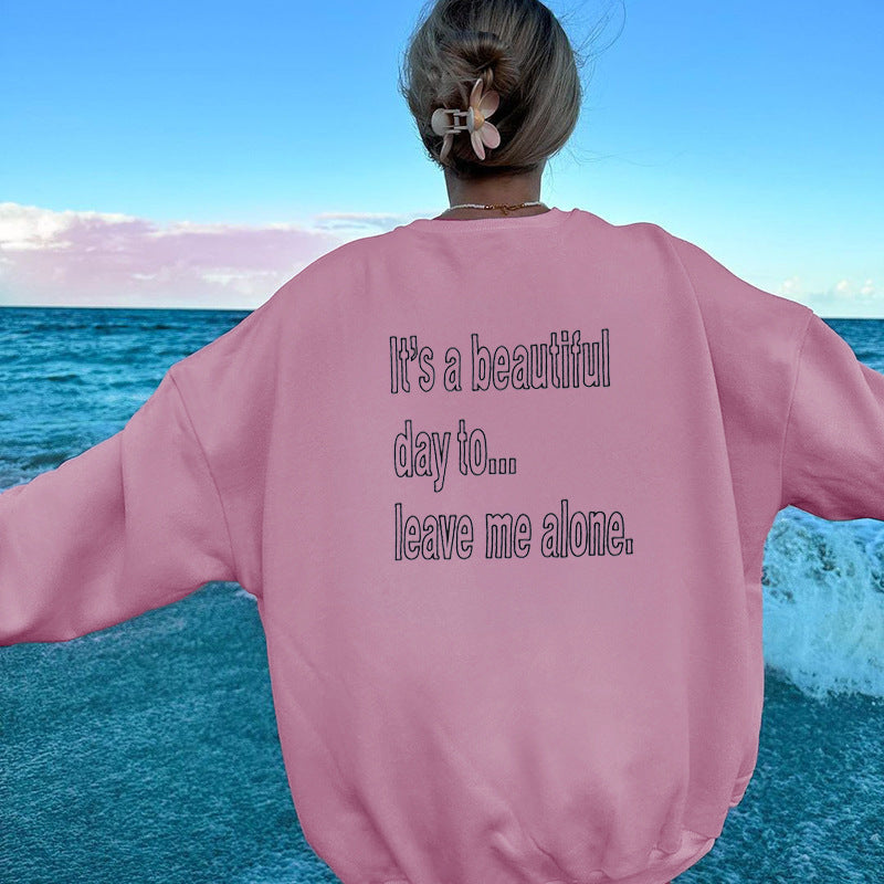 Cozy Embroidered Loose Pullover Sweatshirt