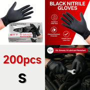 [200 Count Nitrile Gloves] 200 Count Black Nitrile Disposable Gloves | 6 Mil Thickness, Flexible & Form-Fitting, Chemical Protection, Industrial Grade Latex-Free, Maintenance Team Use