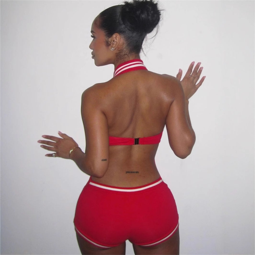 Women's Halter Sleeveless Active Sports Jumpsuit Romper