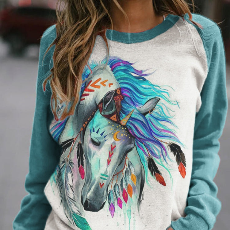 Women's Casual Long Sleeve Round Neck Loose T-Shirt