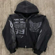 Hip-Hop XINGX Printed Zipper Hooded Sweatshirt