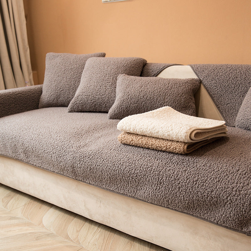 Sofa Cushion Non-slip Thickened Fabric Lambswool Cover Cloth
