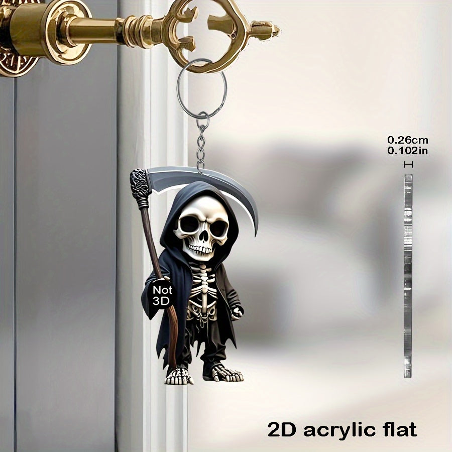 Grim Reaper 2D Flat Acrylic Keychain – Ideal for Backpack, Phone, Car and Home Decoration
