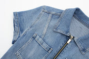 Fall European And American Style Long Denim Jumpsuit