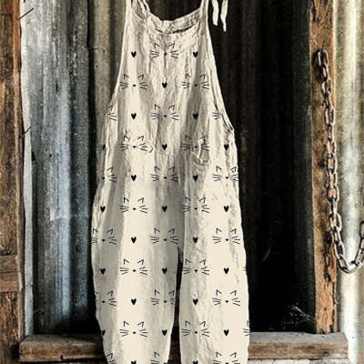 Retro Animal Print Sleeveless Women's Jumpsuit