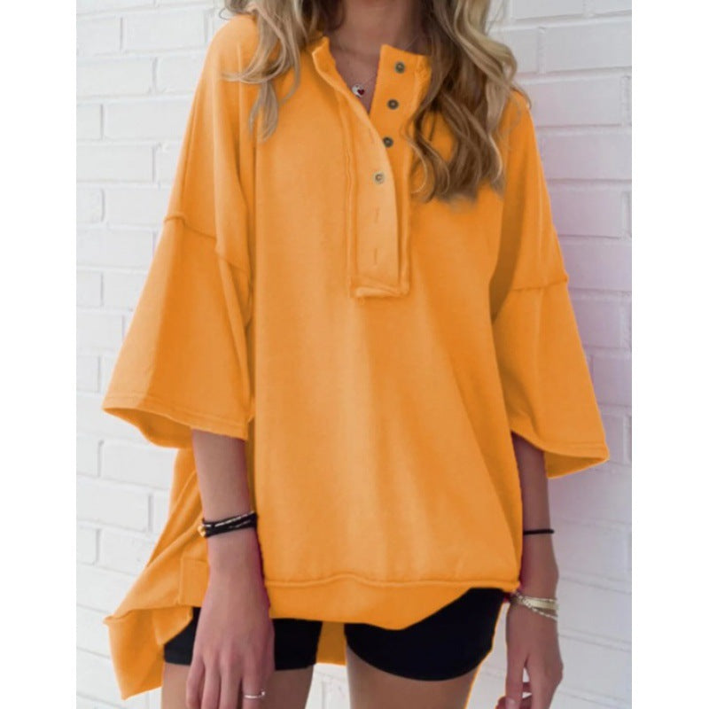 Cozy Solid Color Loose Casual Button Sweater