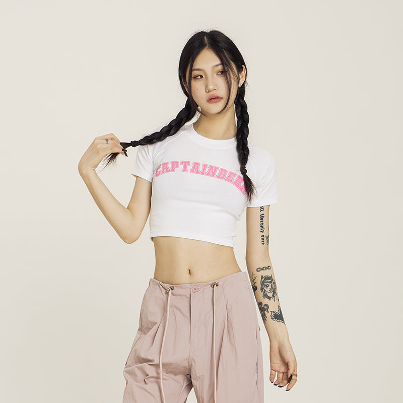 Retro American Crop Top Vintage Short Sleeve Summer Tee