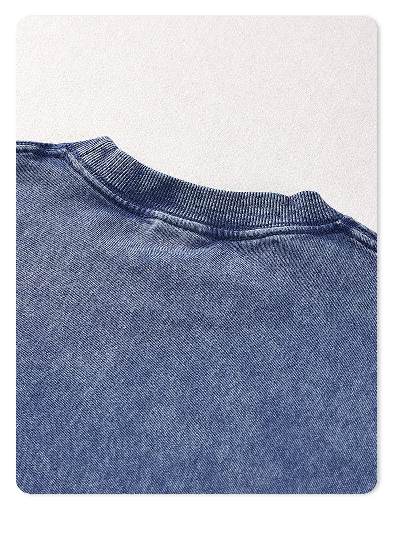 Solid Blank Ribbed Sleeve T Shirt