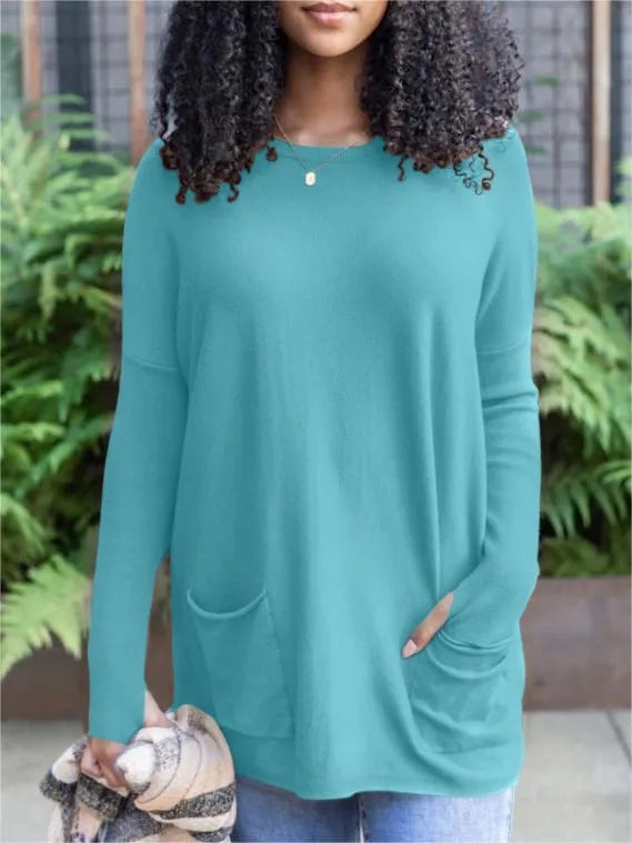 Women's Casual Long Sleeve Pocket Top