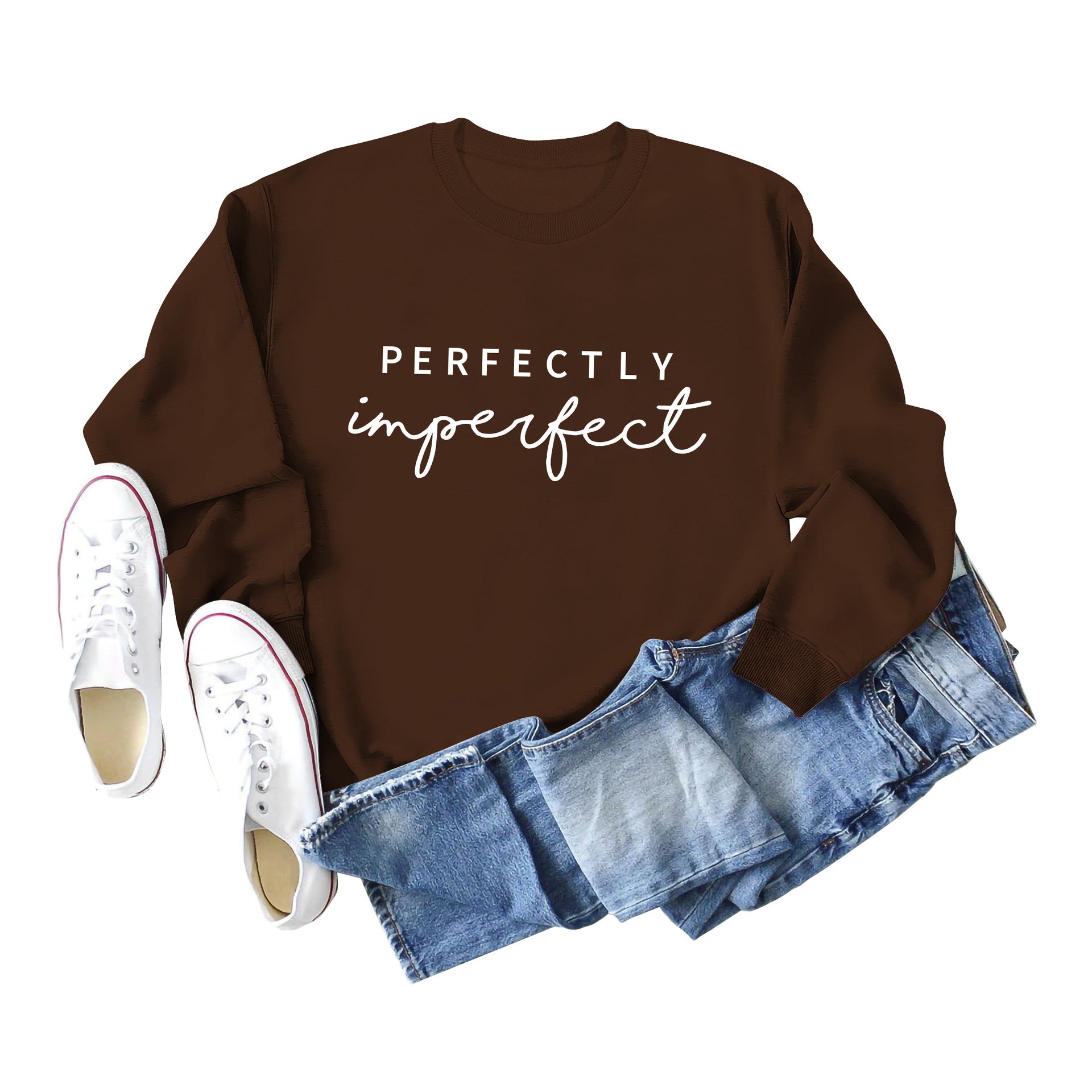 PERFECTLY Imperfect Women's Round Neck Long Sleeve Sweater