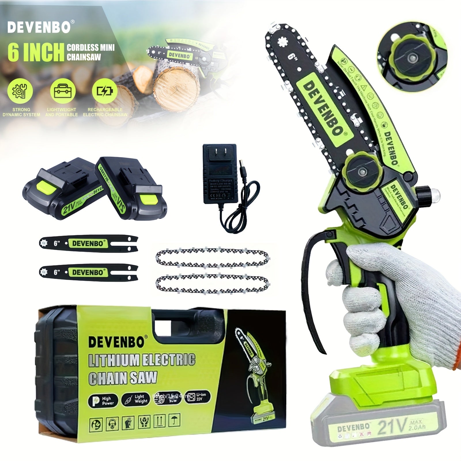 Mini Chainsaw Cordless 6-inch, Handheld Electric Power Chain Saw, for Tree Trimming Wood Cutting, Best Gifts for Dad, Husband, Electric Saw for Wood Cutting, Outdoor Pruning, Garden Tool, Handheld...