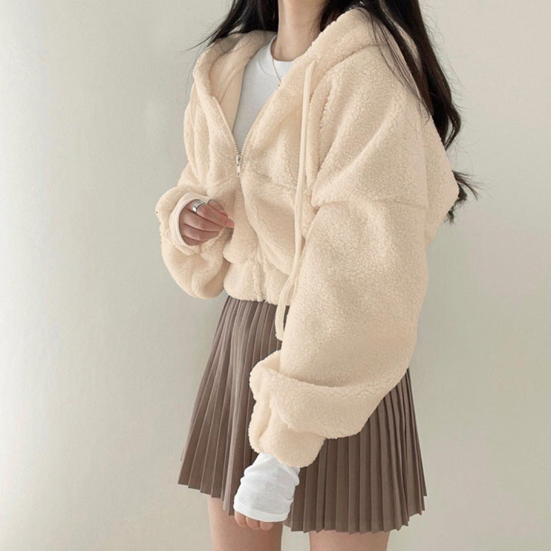 Academy Retro Solid Lamb Wool Casual Jacket Top