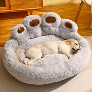 1pc Cute Bear Paw-Shaped Plush Pet Bed - Soft & Cozy All-Season Round Dog Bed with Plush Bear Paw Design, Durable Polyester Fiber, Machine Washable, Perfect Gift For Small &