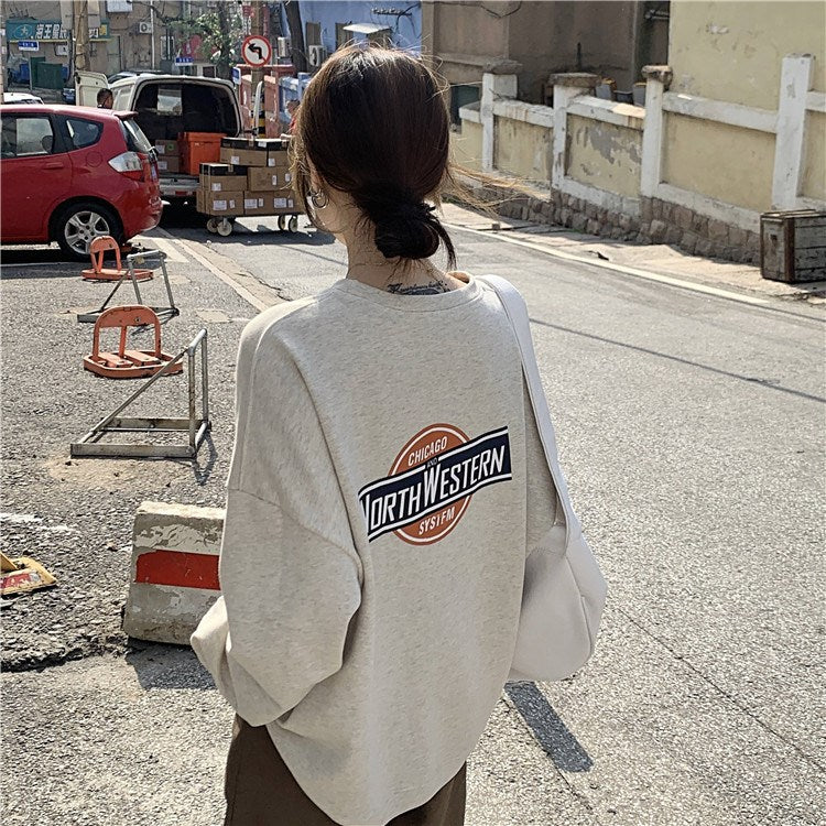 Women's Casual Long-Sleeve Letter Pullover Sweater