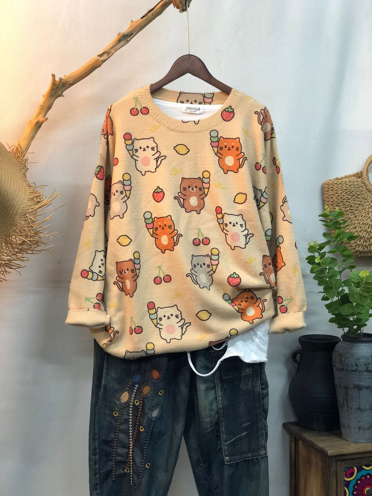 New Women's Loose-fitting Round-neck Sweater for Outerwear
