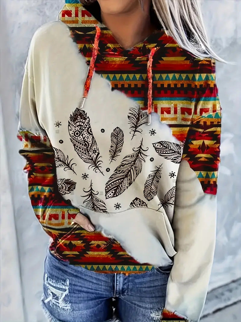 Ethnic Style Women's 3D Graphic Casual Sports Hoodie
