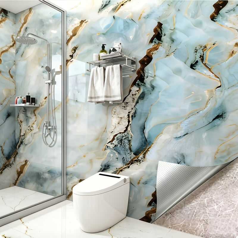 Self-adhesive imitation marble wall stickers for quick room refresh