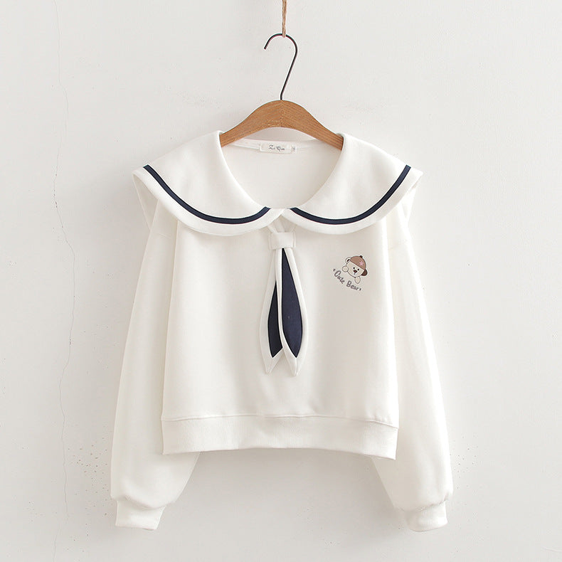 Preppy Sailor Collar Cotton Women's Sweater
