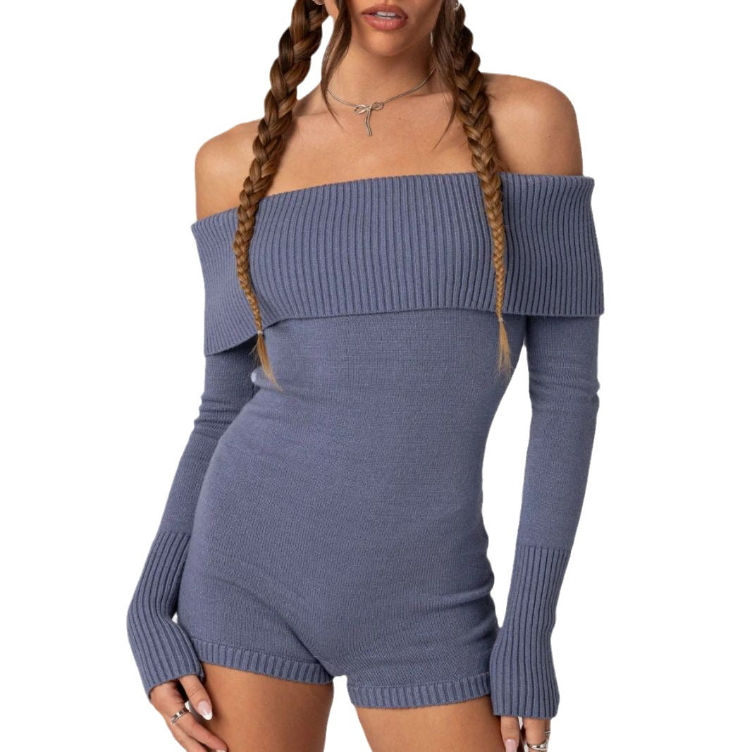 Off-the-Shoulder Slim Fit Long Sleeve Jumpsuit