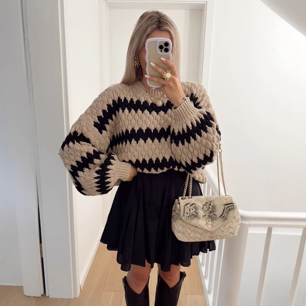 Women's Knitted Pullover Striped Loose Sweater