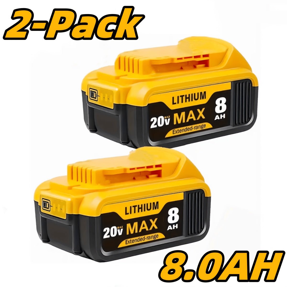 8.0Ah 20V Lithium-Ion Replacement Battery for Cordless Power Tools