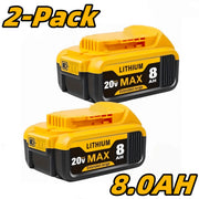 8.0Ah 20V Lithium-Ion Replacement Battery for Cordless Power Tools