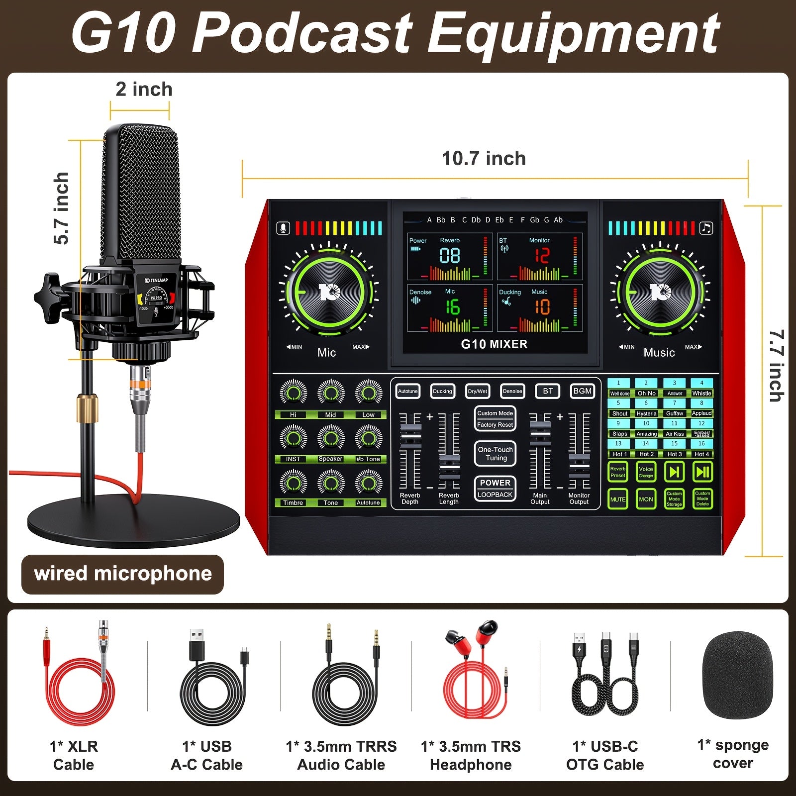 5‑Channel DJ Mixer with 48V Phantom Power, USB MP3 Stereo Interface for Live Studio, Recording, Party and KTV